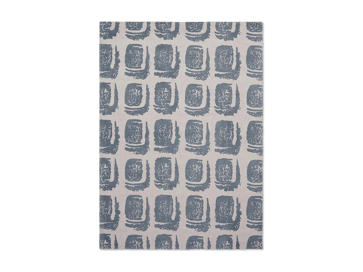 tapis chambre 170x240 fait à la main en coton gris et crème motif abstrait