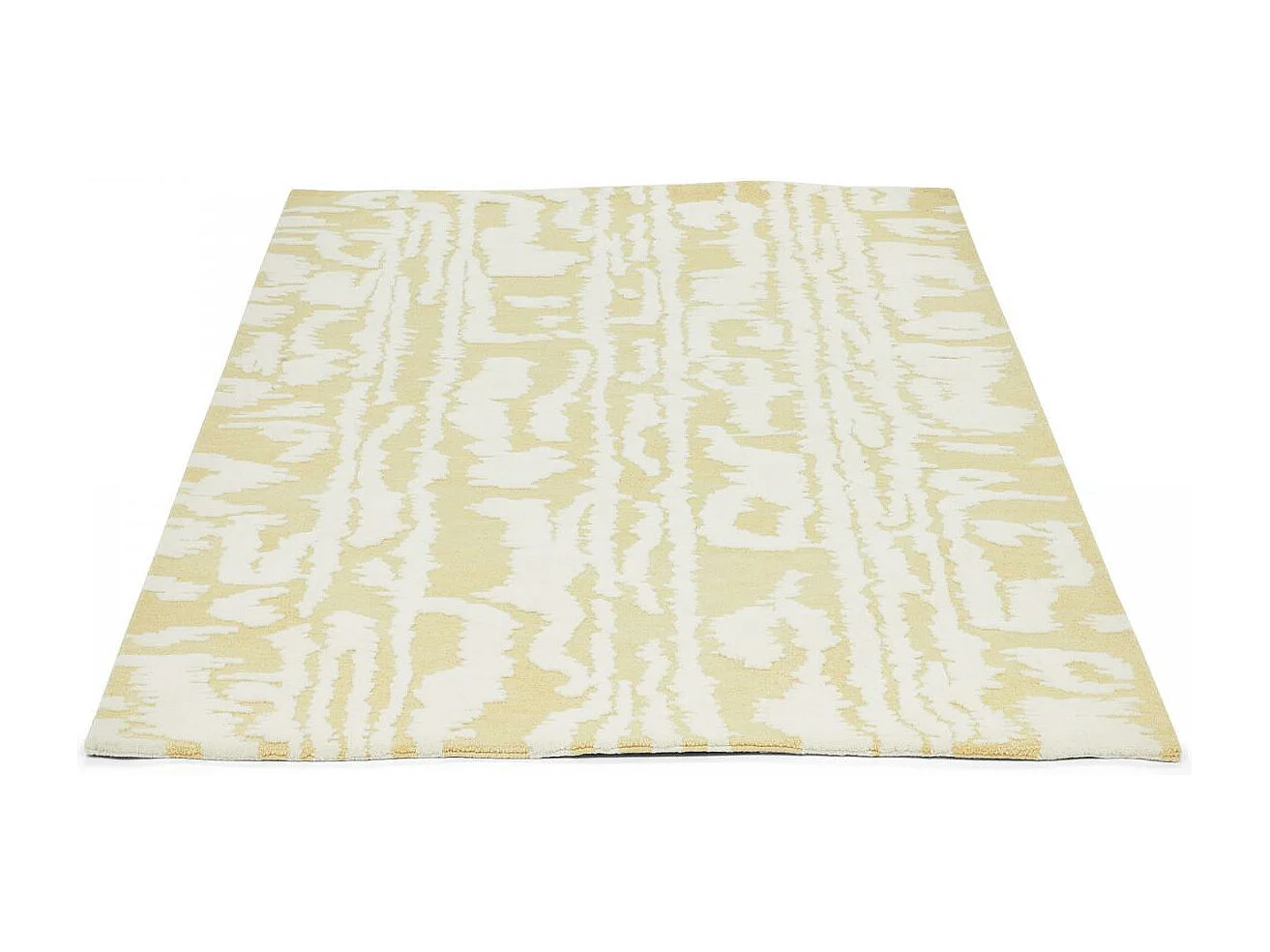 tapis chambre 170x240 fait à la main en laine jaune rectangle motif abstrait