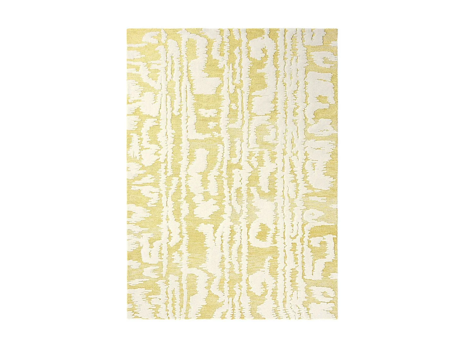 tapis chambre 170x240 fait à la main en laine jaune rectangle motif abstrait