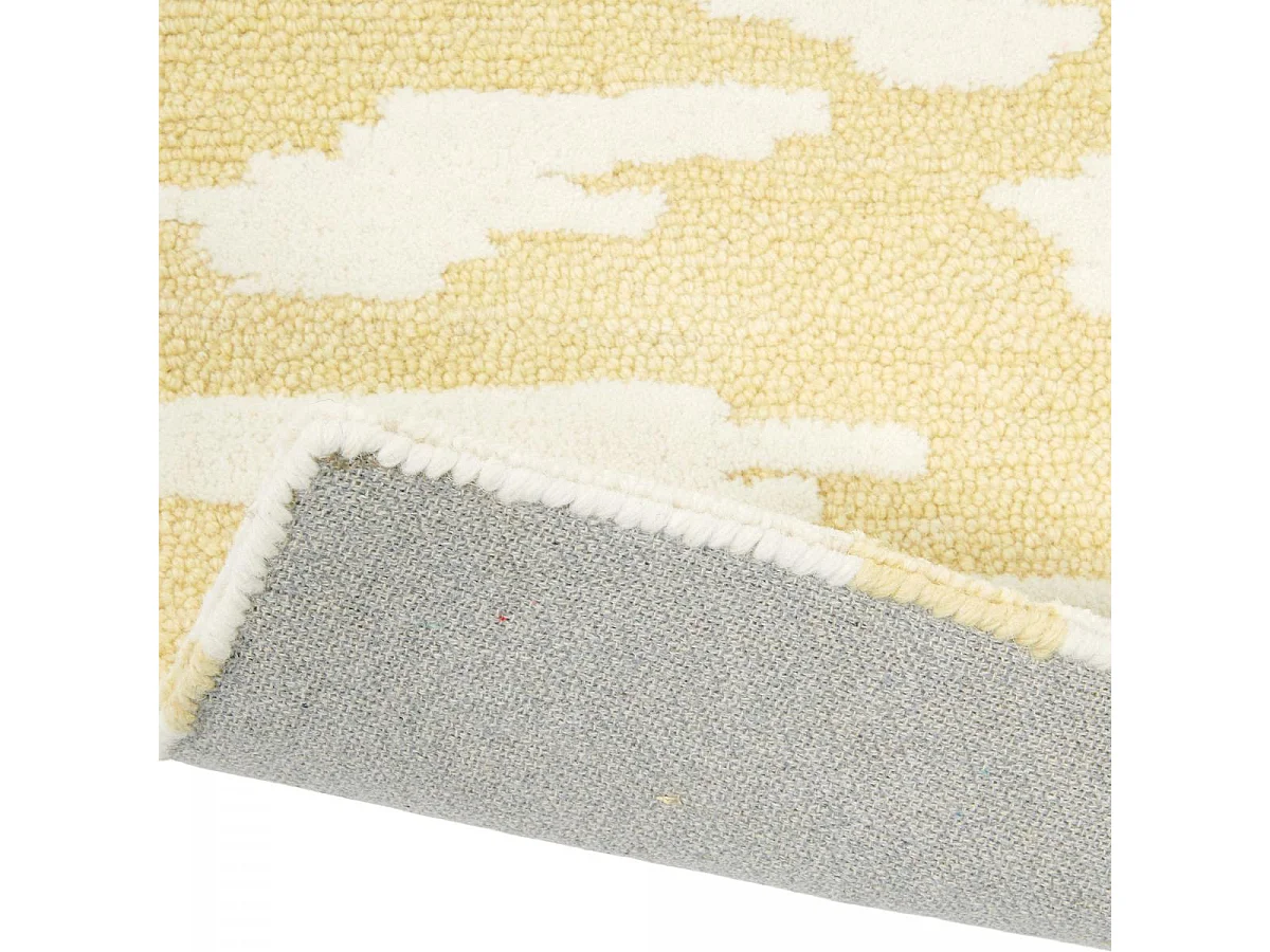 tapis chambre 170x240 fait à la main en laine jaune rectangle motif abstrait