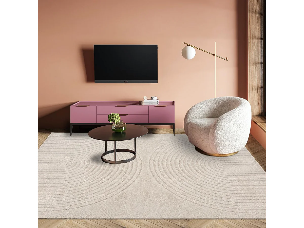Tapis salon DEMILU 80x150 cm Beige - Tapis Entrée doux et soyeux
