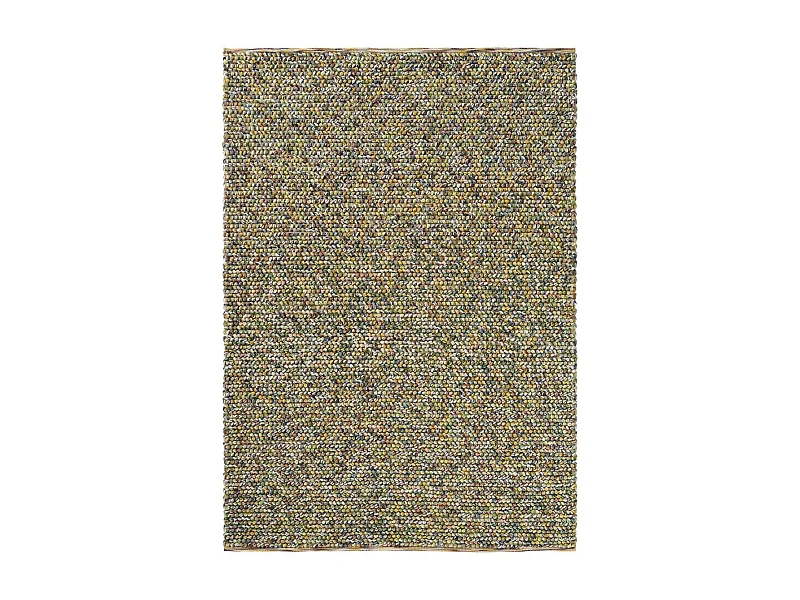 tappeto da soggiorno 200x300 tessuto in lana verde e beige con motivo rettangolare a finta tinta unita