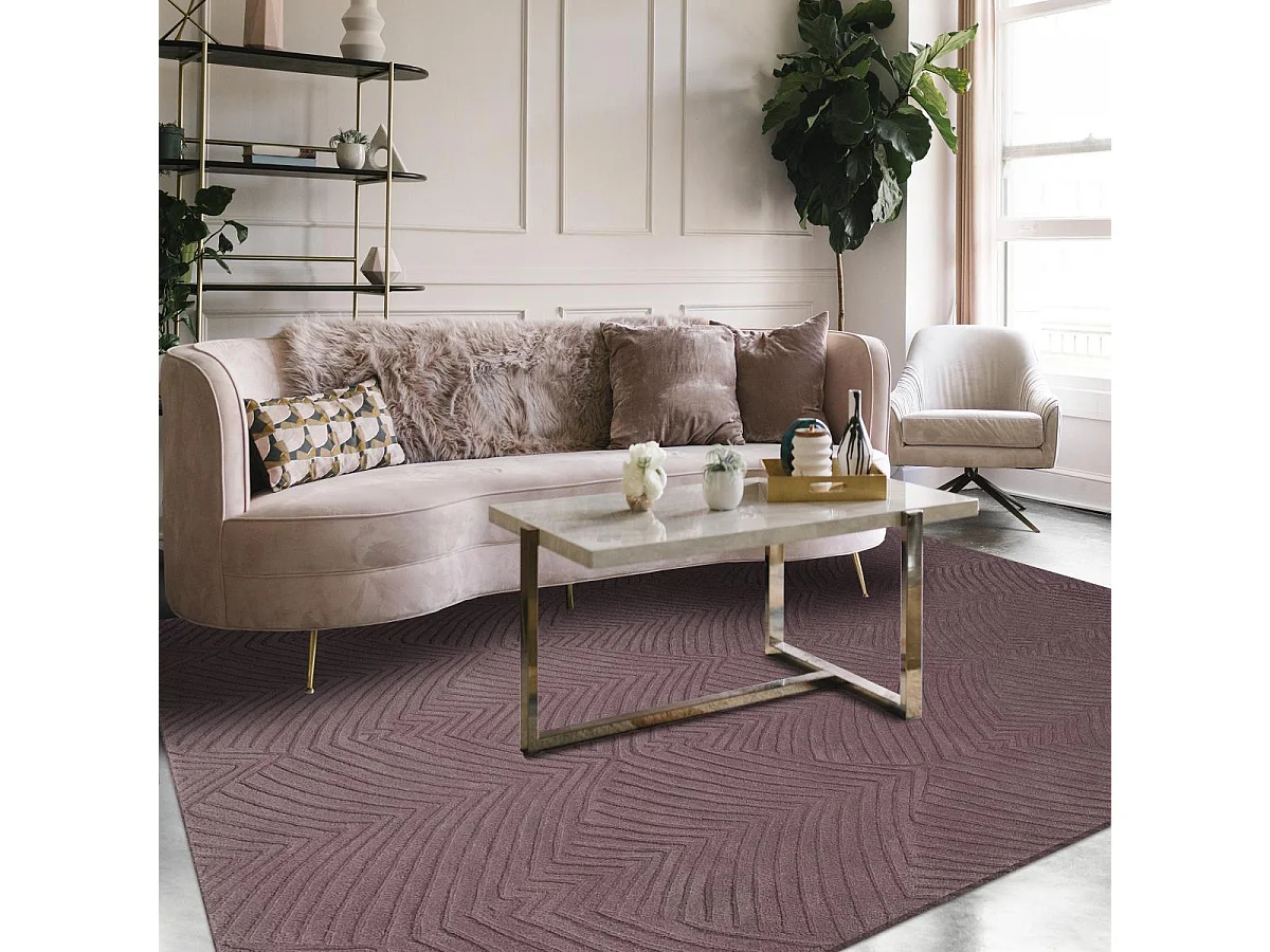 tapis entrée 120x180 fait à la main en laine bordeaux rectangle motif faux uni