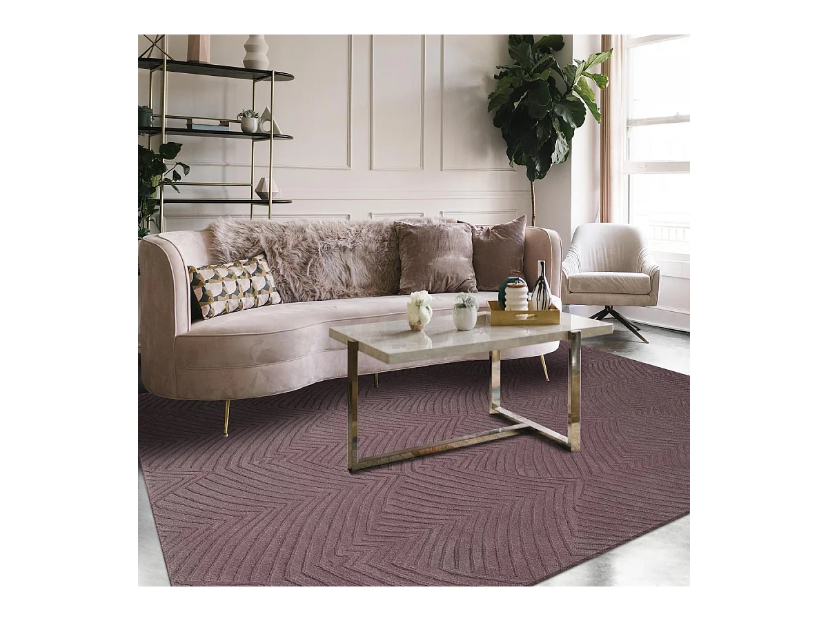 tapis entrée 120x180 fait à la main en laine bordeaux rectangle motif faux uni