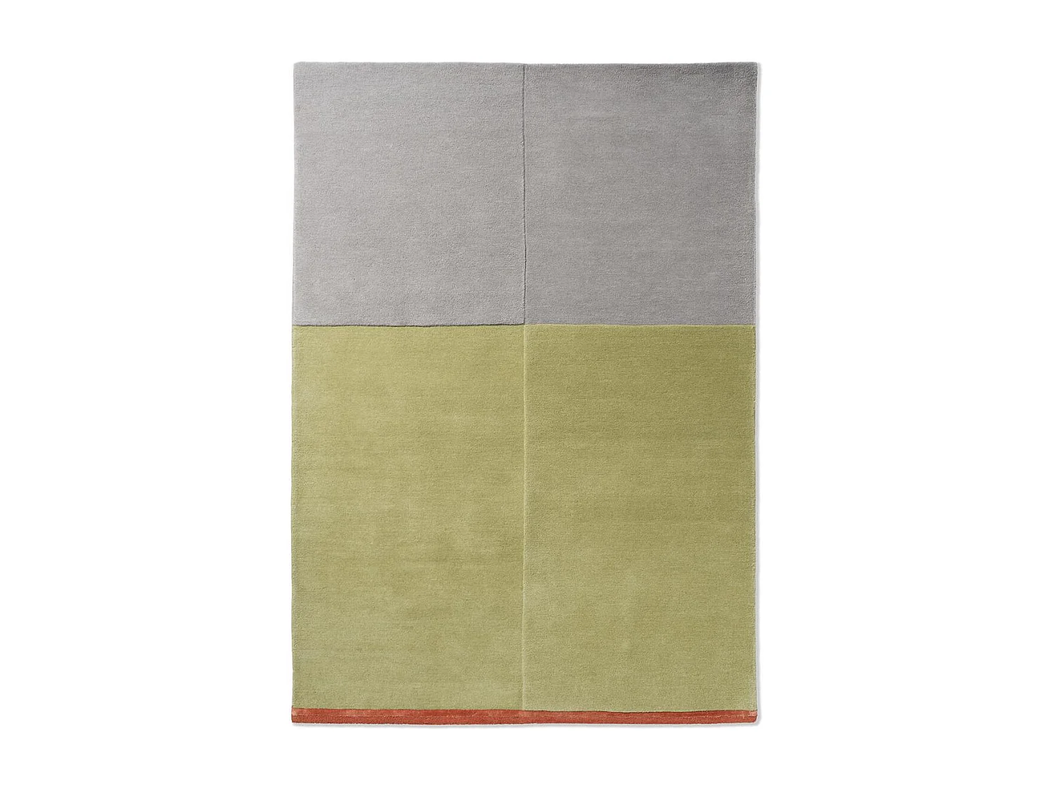 tapis bibliothèque 250x350 fait main en laine vert et gris motif simple