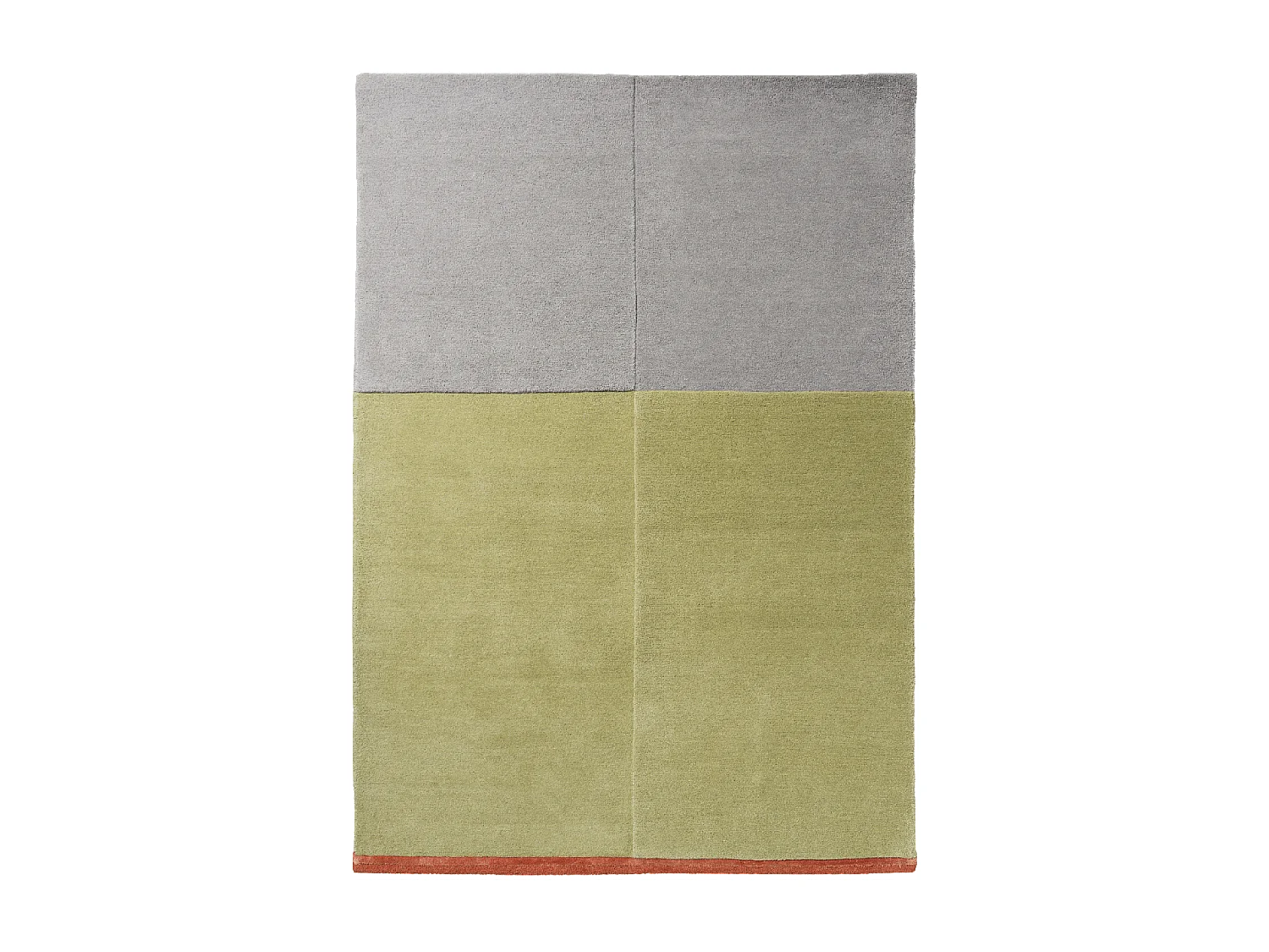 tapis bibliothèque 250x350 fait main en laine vert et gris motif simple