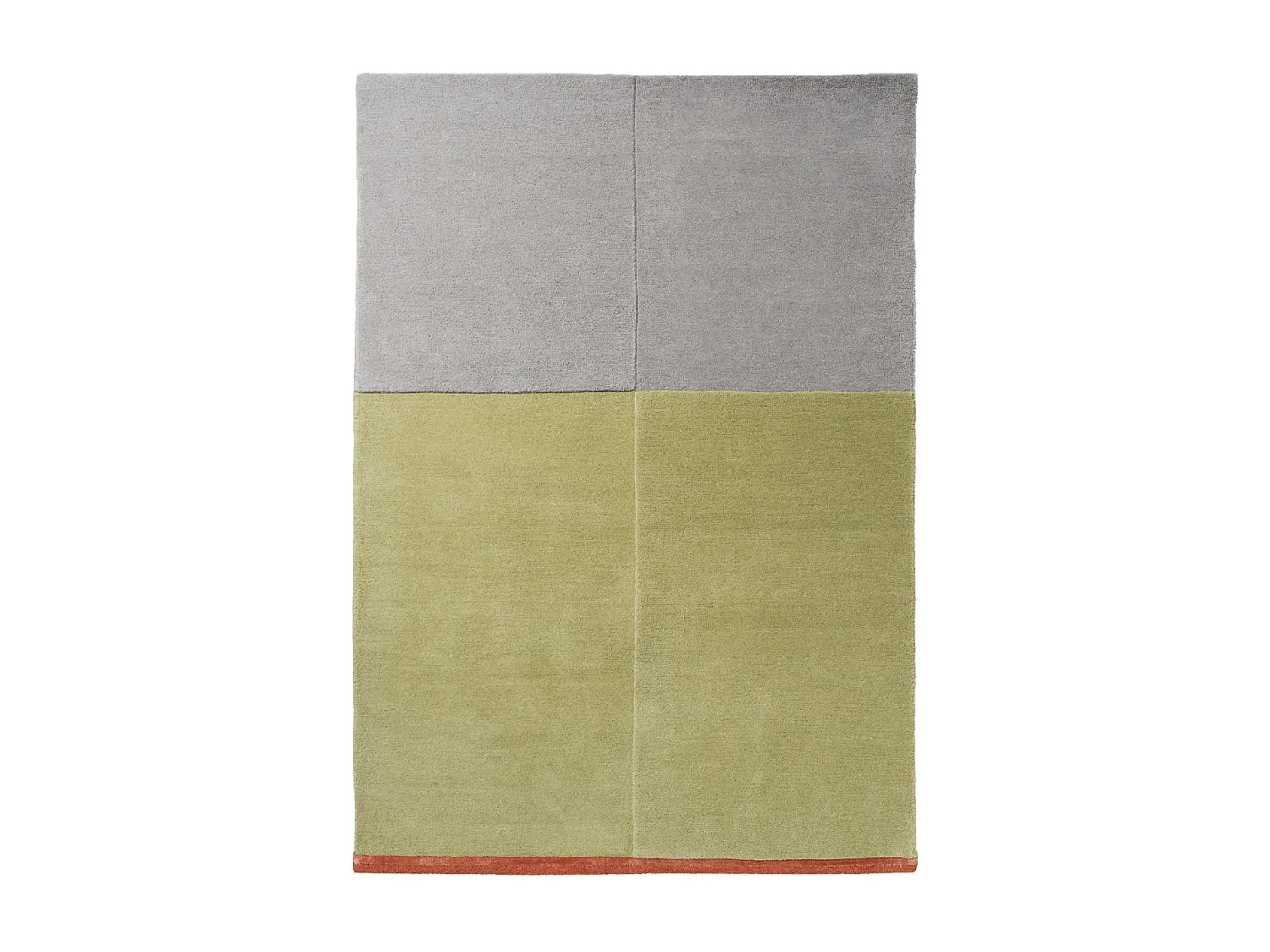 tapis bibliothèque 250x350 fait main en laine vert et gris motif simple