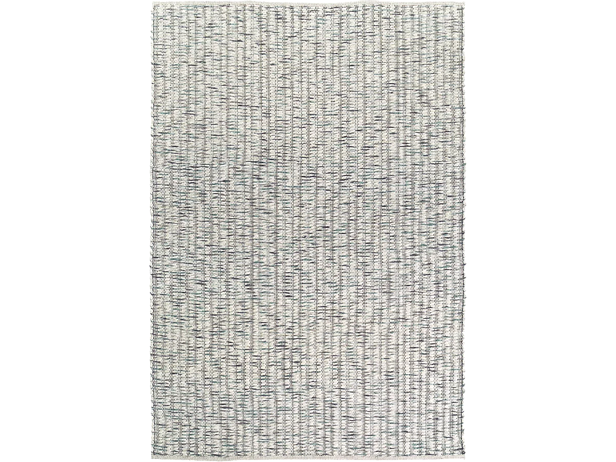 Tapis kilim 250x350 rectangle fait main en laine crème et vert motif faux uni