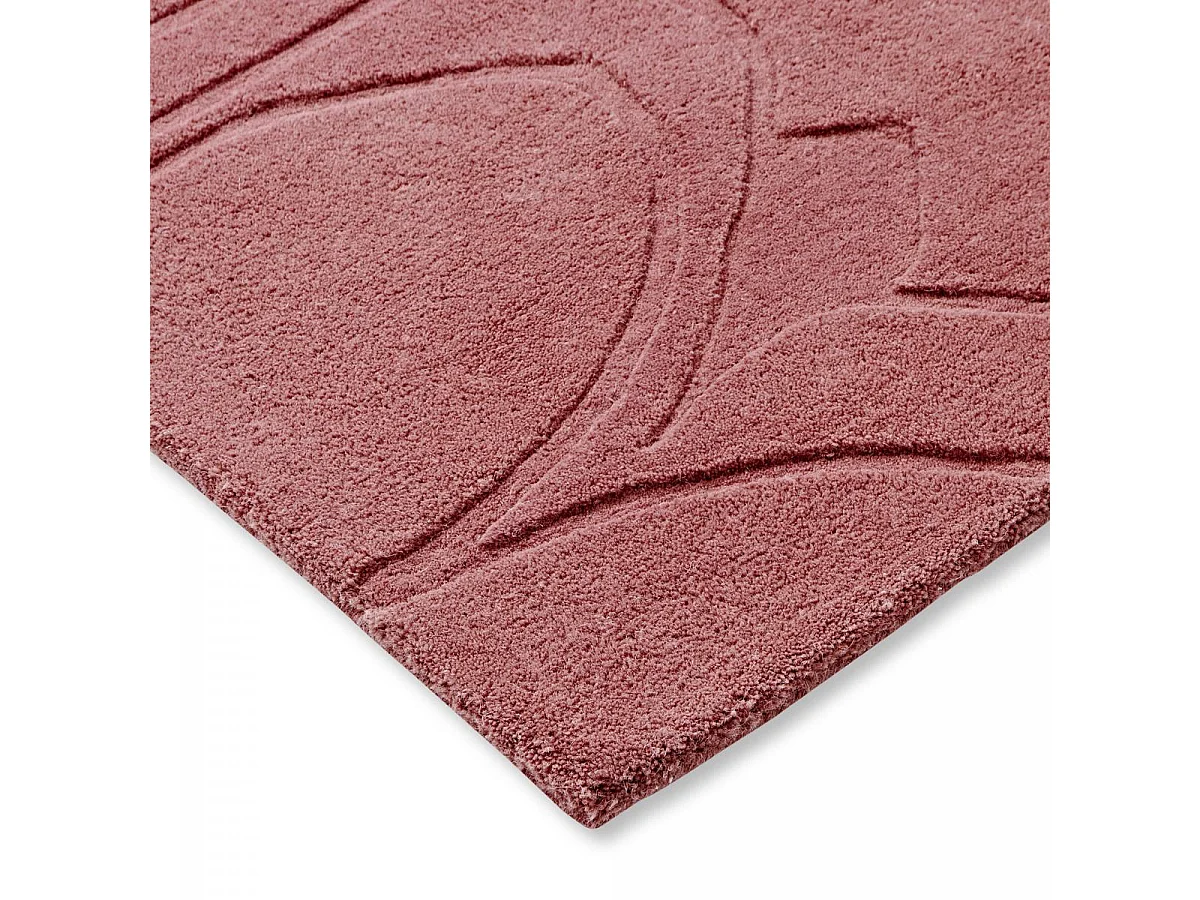 tapis grand salon 250x350 fait à la main en laine rose motif faux uni