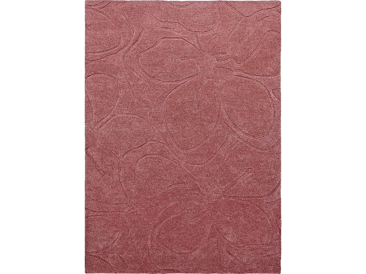 tapis grand salon 250x350 fait à la main en laine rose motif faux uni