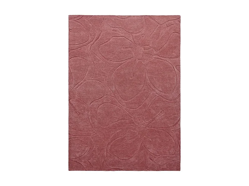 tapis grand salon 250x350 fait à la main en laine rose motif faux uni