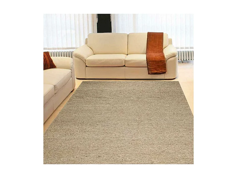 Tapis kilim 200x300 rectangle fait main en laine gris motif uni LOOK 406