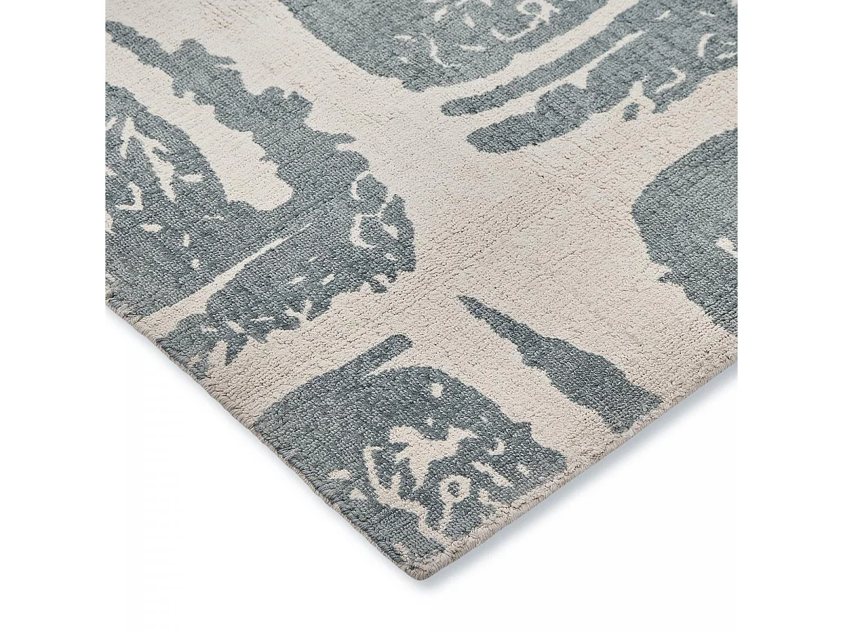 tapis chambre 200x280 fait à la main en coton gris et crème motif abstrait