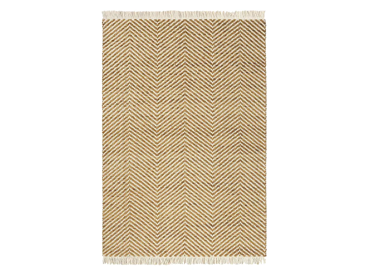 Tapis kilim 200x280 rectangle tissé en laine marron et beige motif simple