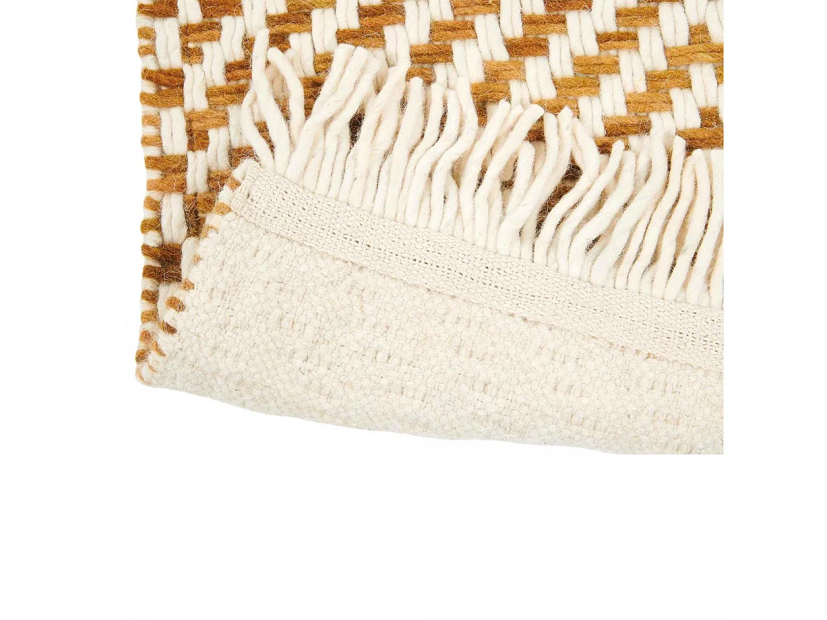 Tapis kilim 200x280 rectangle tissé en laine marron et beige motif simple