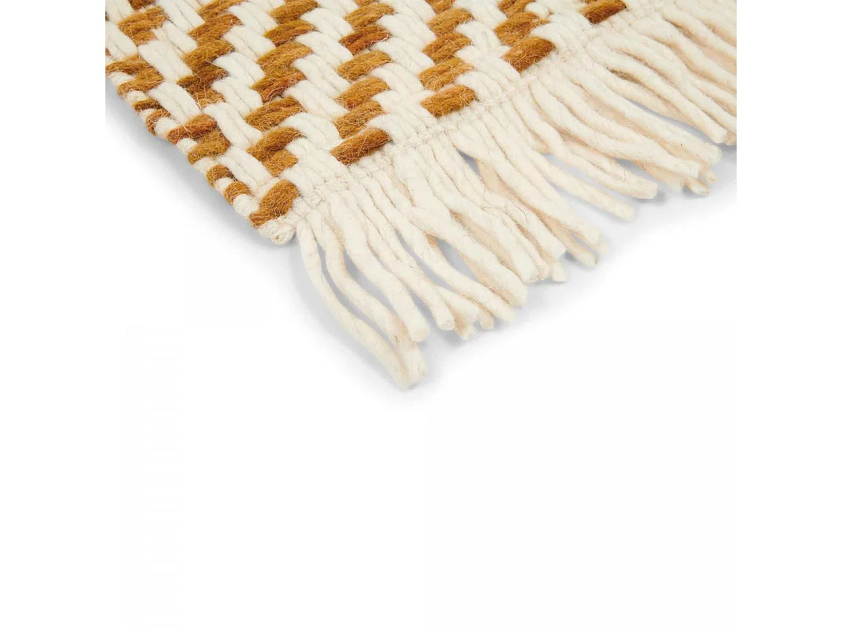 Tapis kilim 200x280 rectangle tissé en laine marron et beige motif simple