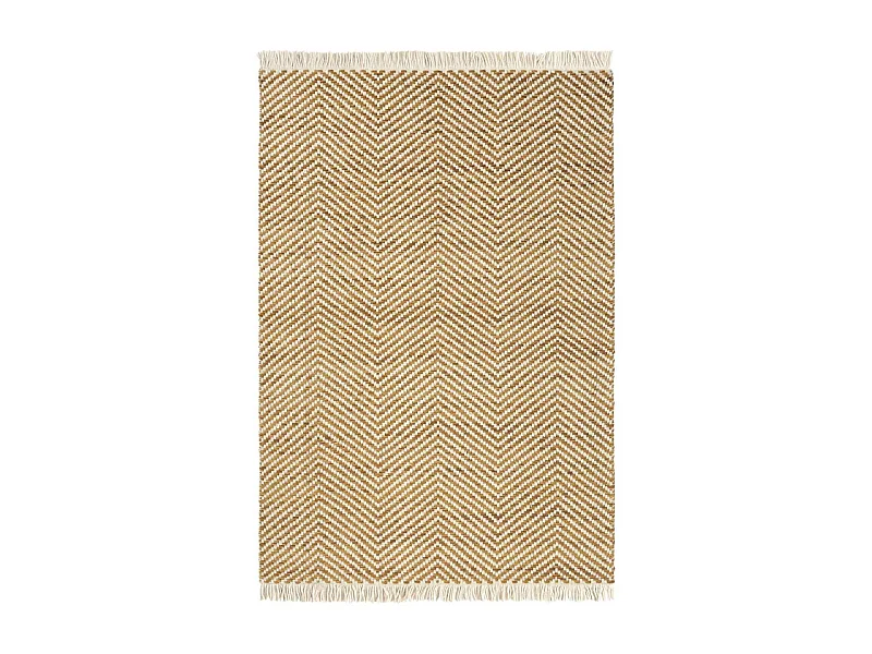 Tapis kilim 200x280 rectangle tissé en laine marron et beige motif simple