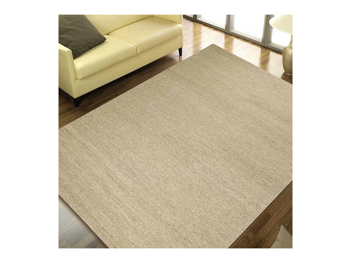 Tapis kilim 170x240 rectangle fait main en laine taupe motif uni LOOK 406