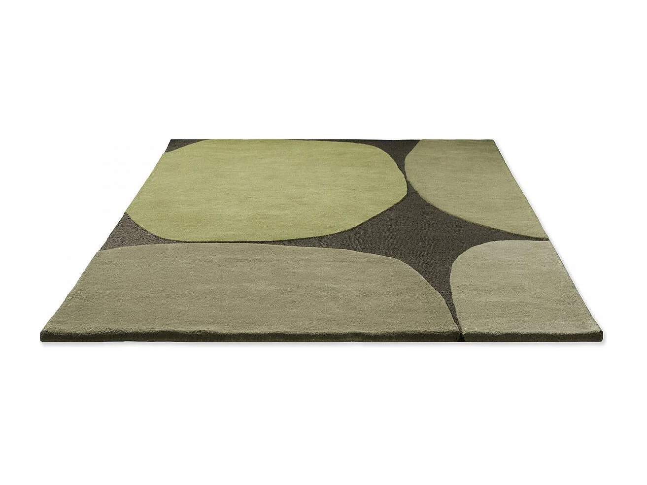 tapis chambre 160x230 fait main en laine vert rectangle motif rétro-vintage