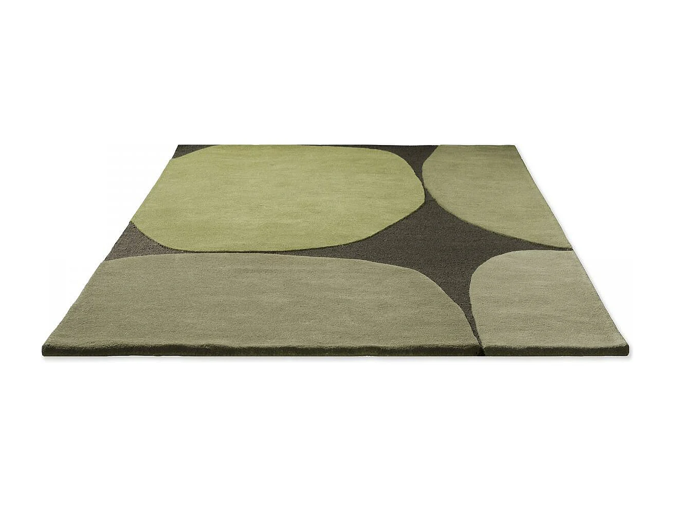 tapis chambre 160x230 fait main en laine vert rectangle motif rétro-vintage