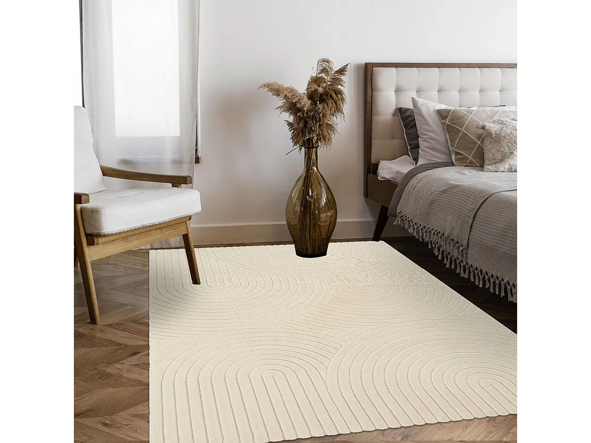 Tapis intérieur extérieur 200x280 en relief LYN14 ARC6EL Beige ton sur ton