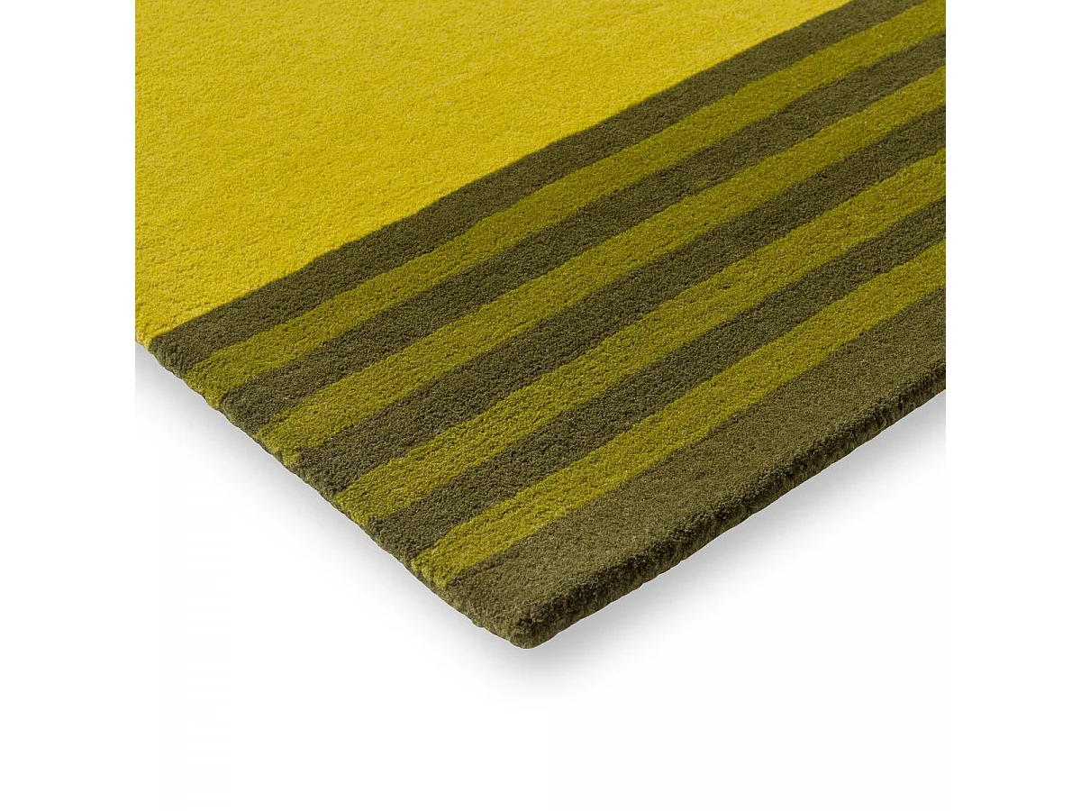 tapis chambre 200x280 fait main en laine vert et jaune rectangle motif floral