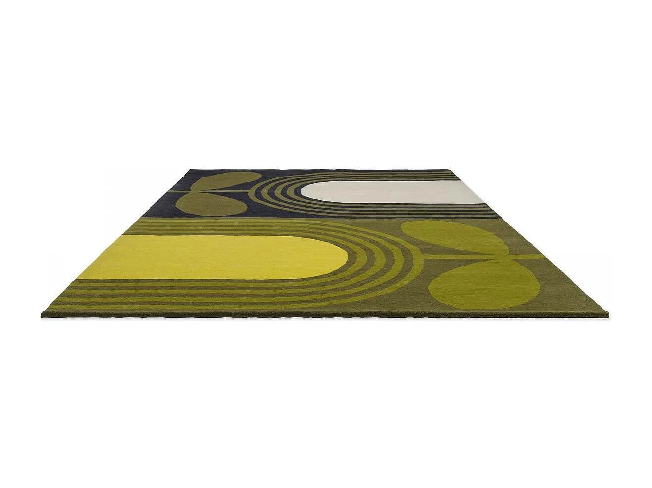 tappeto per camera da letto 200x280 realizzato a mano in lana verde e gialla con motivo floreale rettangolare