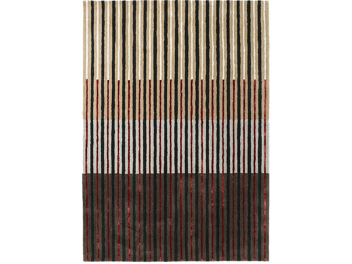 tapis chambre 160x230 fait à la main en laine gris et vert motif géométrique