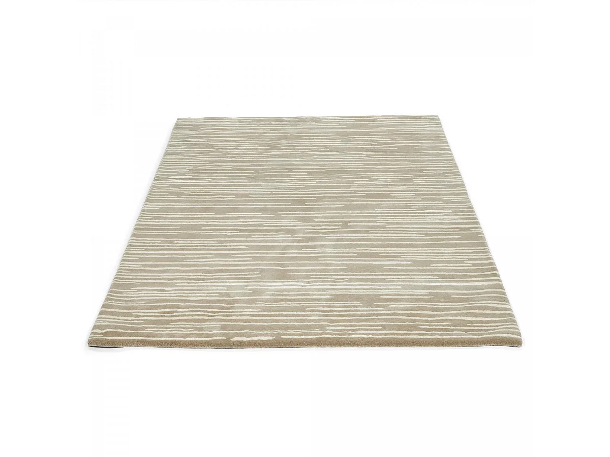 tapis grand salon 250x350 fait à la main en laine beige motif faux uni