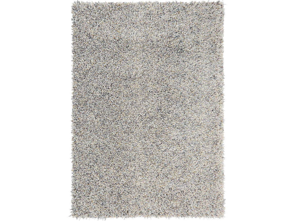 Tapis shaggy 160x230 rectangle tufté crème en laine motif faux uni YOUNG