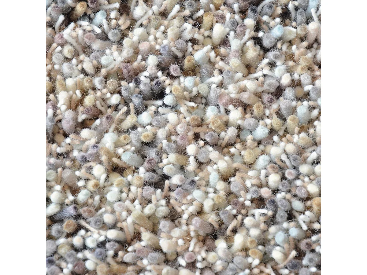 Tappeto Shaggy 160x230 rettangolo capitonnè in lana panna finto unito modello YOUNG