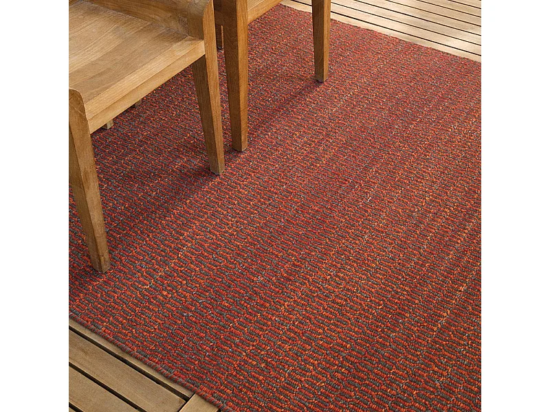 Tapis kilim 170x240 rectangle fait main en laine rouge motif faux uni