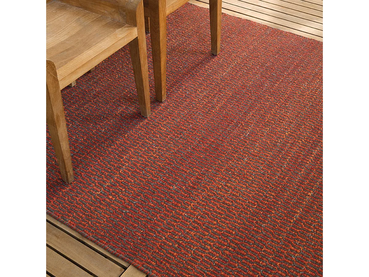 Tappeto Kilim 170x240 rettangolo realizzato a mano in lana rossa fantasia tinta unita