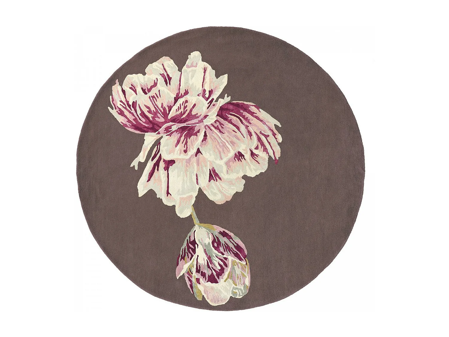 Tapis rond Ø200cm fait à la main en laine motif floral pour salon TRANKI R