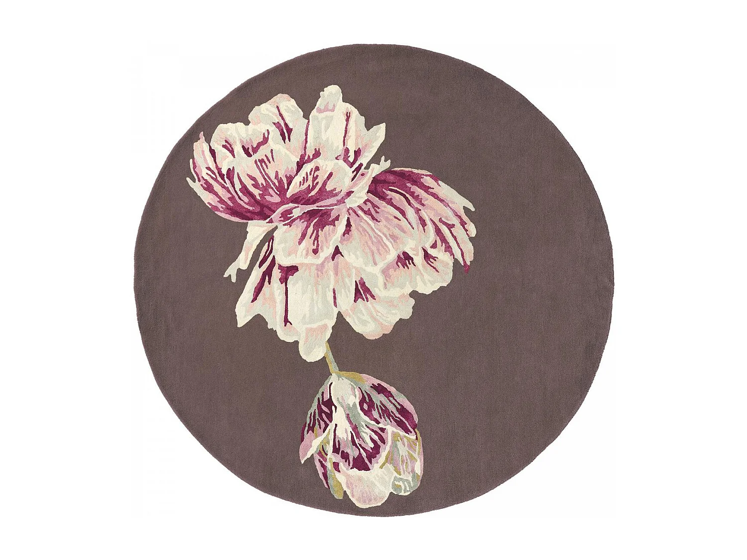 Tappeto rotondo Ø200cm fatto a mano in lana fantasia floreale per soggiorno TRANKI R