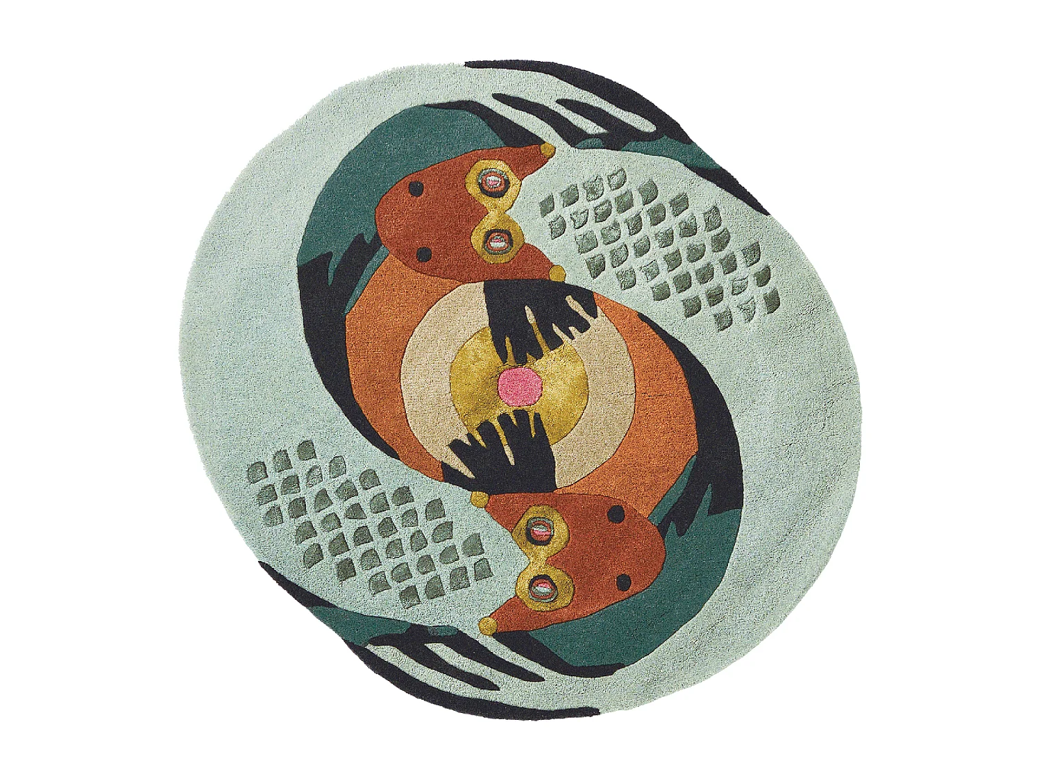 tappeto da ingresso 100x100 realizzato a mano in lana multicolore fantasia affresco