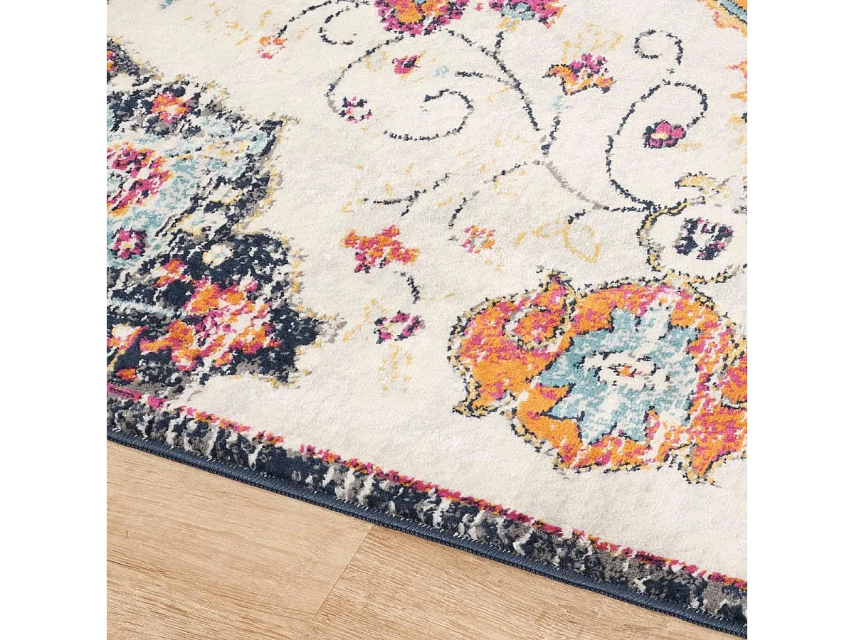 Tapis Vintage Oriental 120x170 cm - LYN3 MED - Couleur : multicolore rouge beige bleu