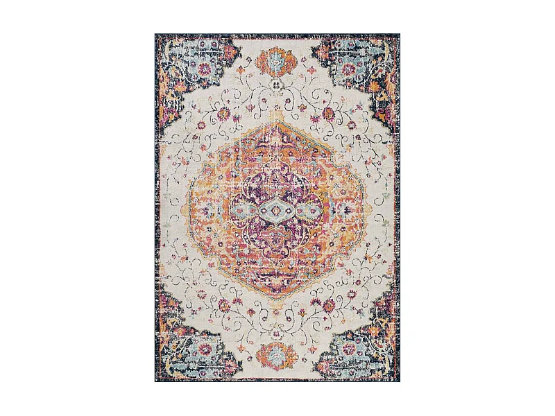 Tapis Vintage Oriental 120x170 cm - LYN3 MED - Couleur : multicolore rouge beige bleu