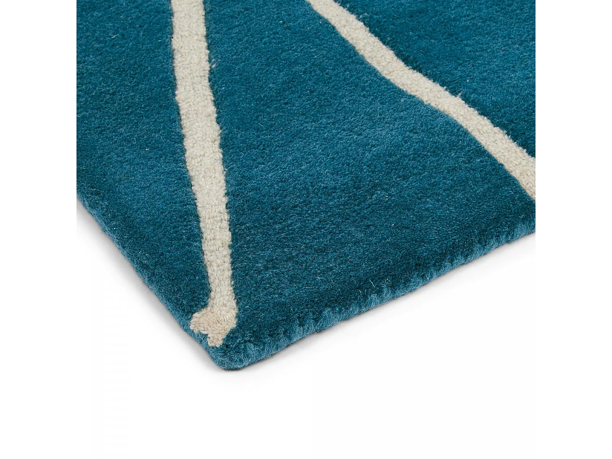 tappeto da soggiorno ampio 250x350 realizzato a mano in lana blu fantasia rettangolare astratta