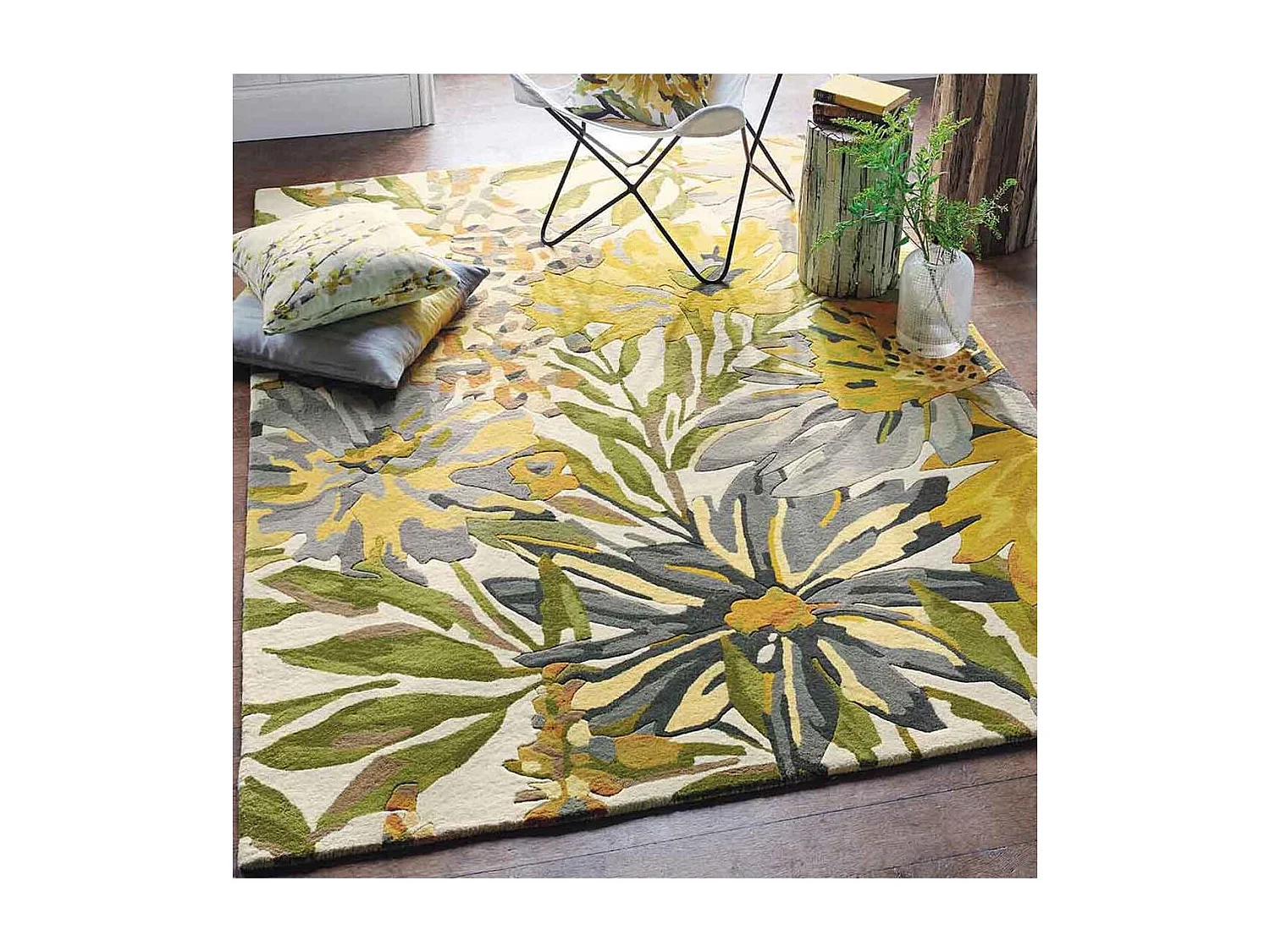 Tappeto da soggiorno e camera da letto fatto a mano in lana a fantasia floreale FLOREALE