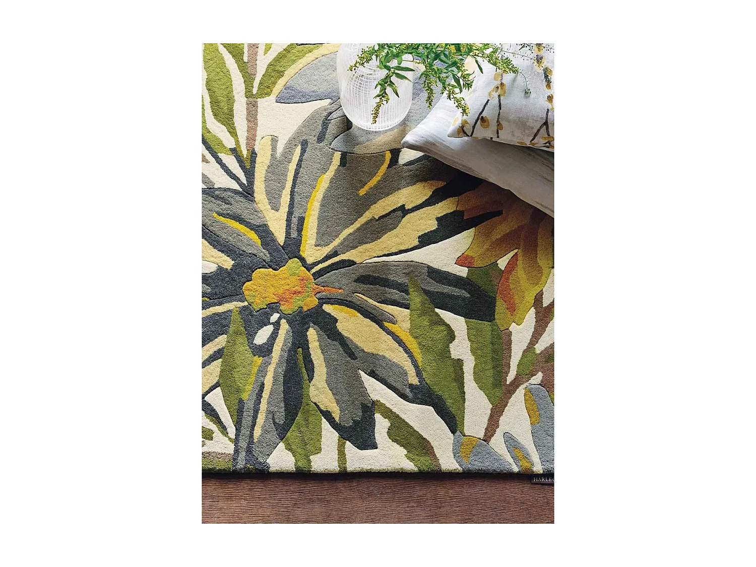 Tappeto da soggiorno e camera da letto fatto a mano in lana a fantasia floreale FLOREALE