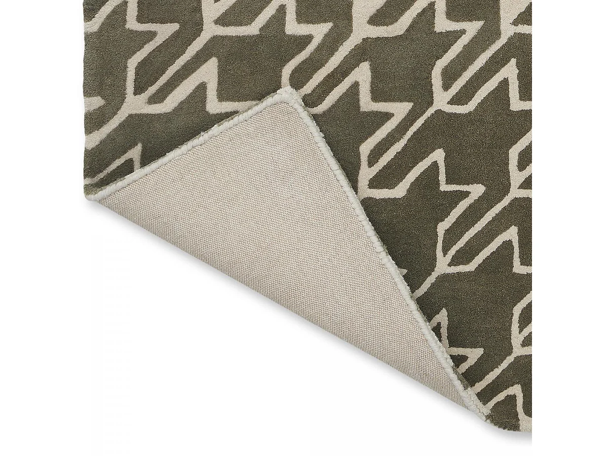 tapis grand salon 250x350 fait à la main en laine gris motif géométrique