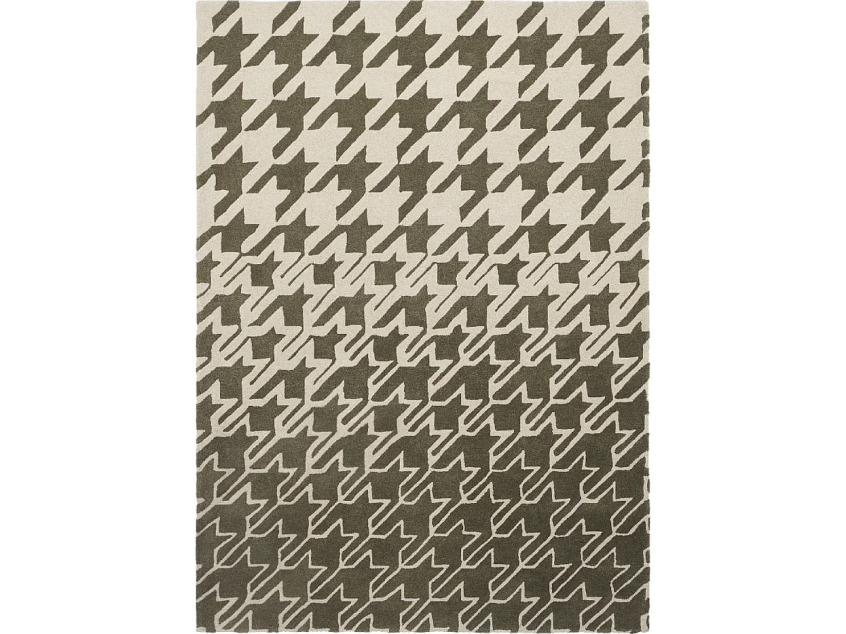 tapis grand salon 250x350 fait à la main en laine gris motif géométrique