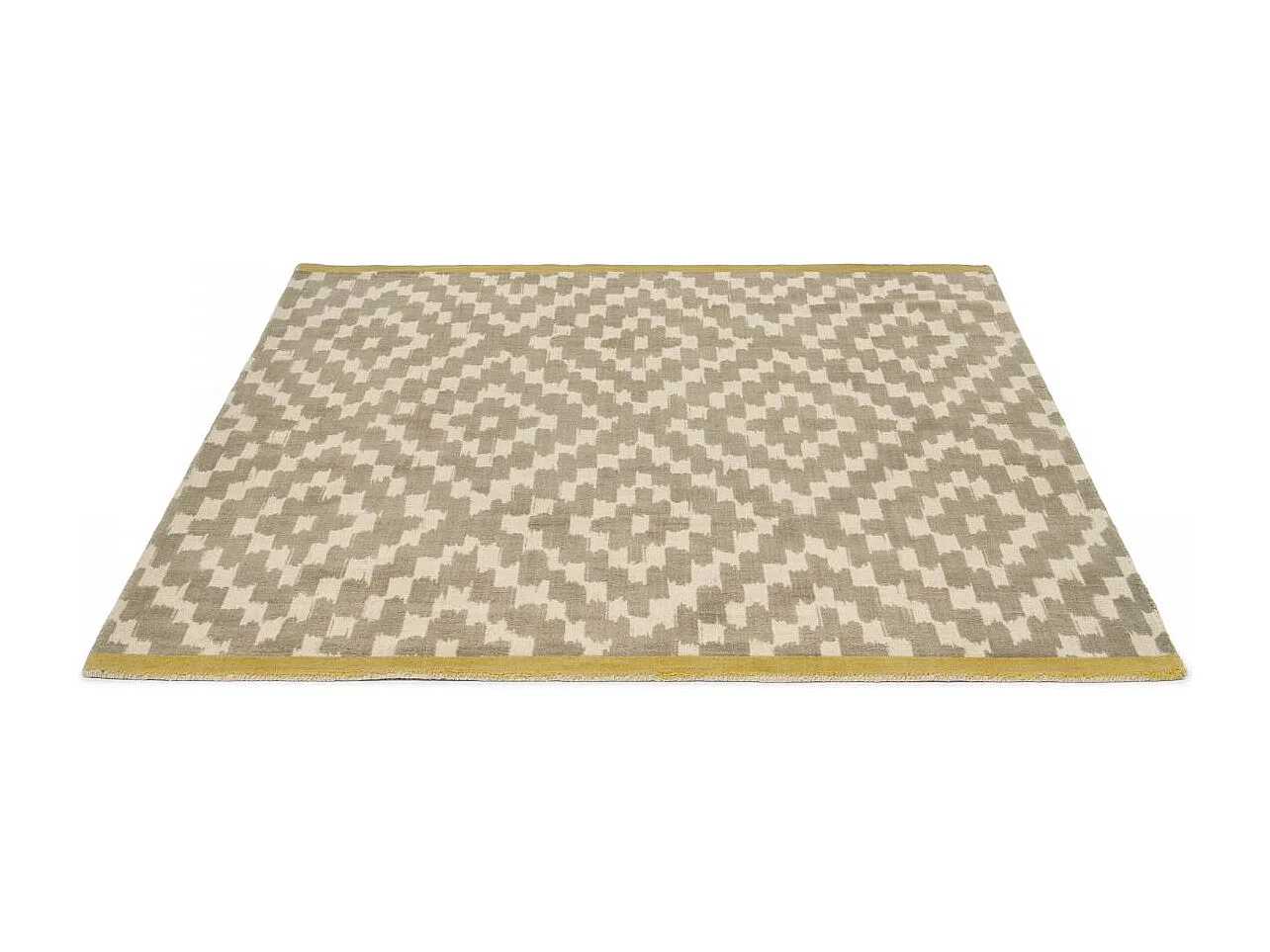 tapis entrée 120x180 fait à la main en laine gris et crème motif scandinave