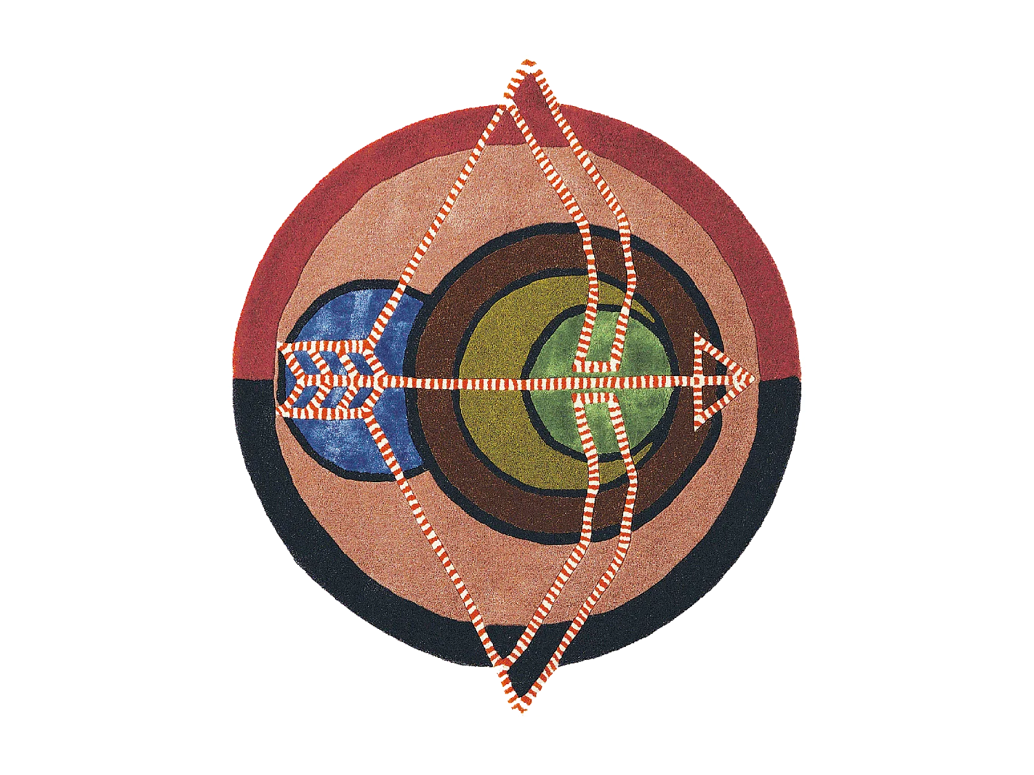 tappeto da ingresso 100x100 realizzato a mano in lana multicolore fantasia affresco