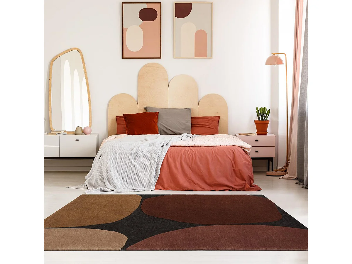 tapis salle de jeux 160x230 fait main en laine bordeaux et rouge