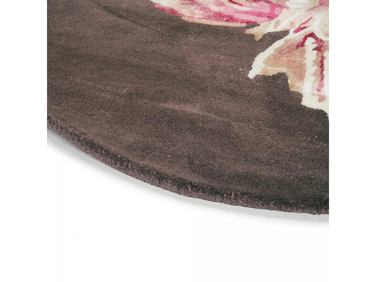 Tapis rond Ø150cm fait à la main en laine motif floral pour chambre TRANKI R