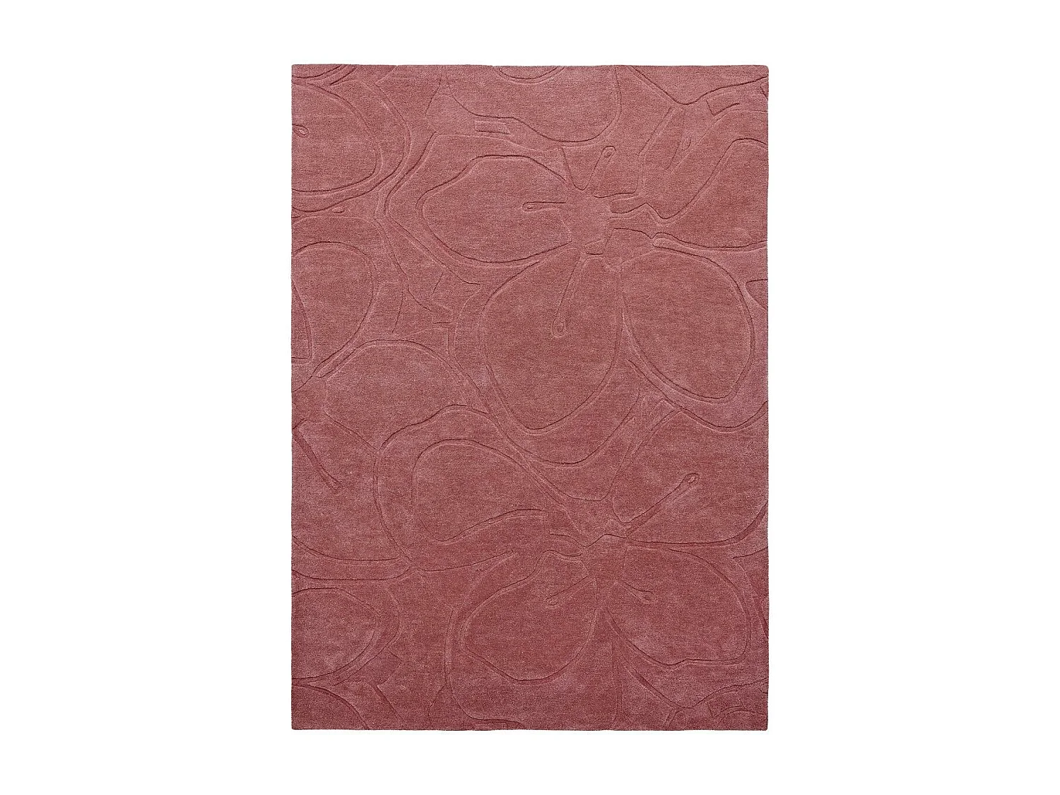 tapis chambre 170x240 fait à la main en laine rose rectangle motif faux uni