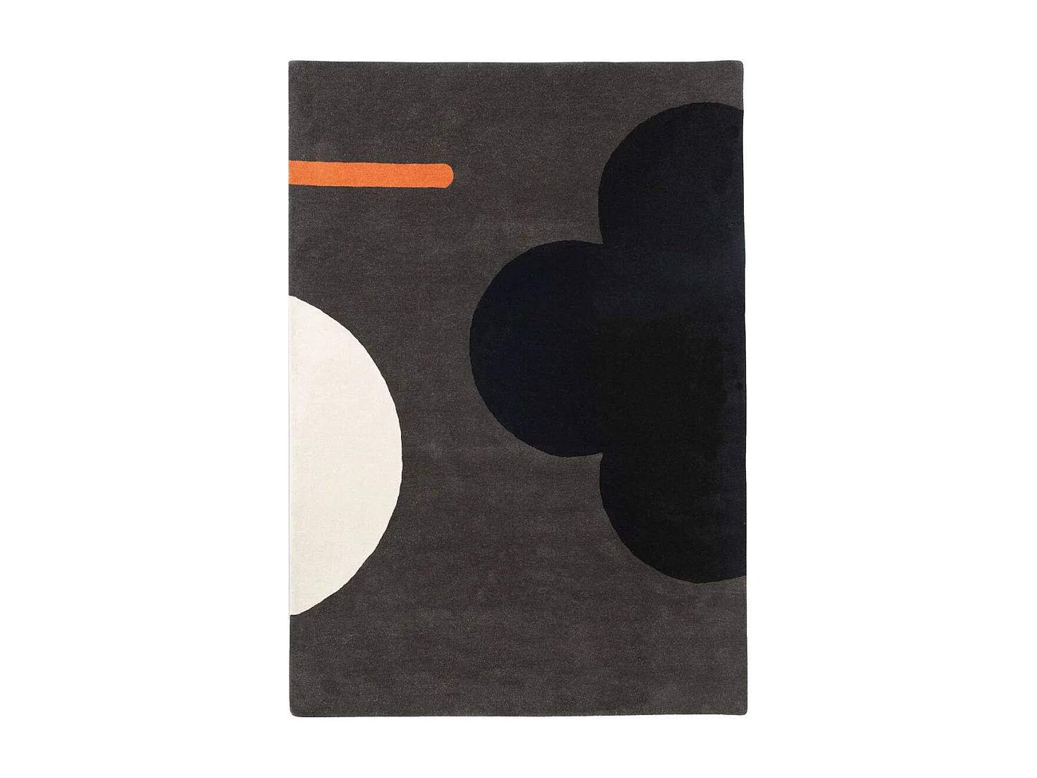 tapis salon 200x280 fait à la main en laine noir et gris motif seventies