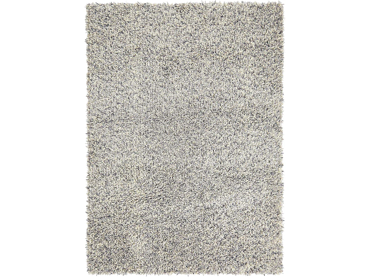 Tapis shaggy 140x200 rectangle tufté gris en laine motif faux uni YOUNG
